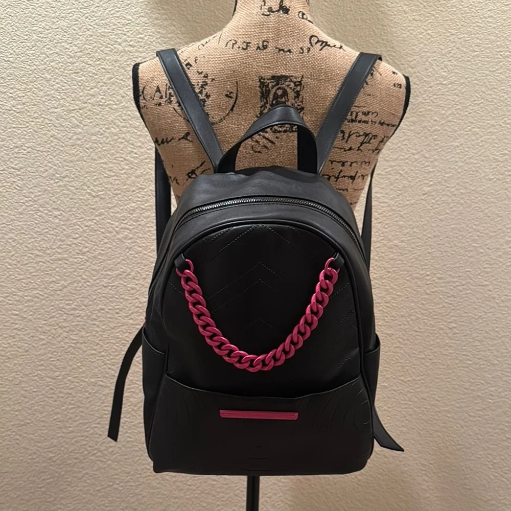 BETSEY JOHNSON Quilted Faux Leather Chain Backpack